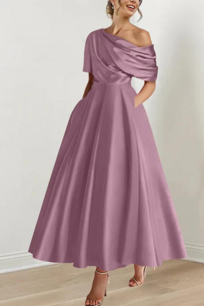A Line One shoulder Half Sleeve Ankle Length Mother Dresses CM0366 - COCOMELODY