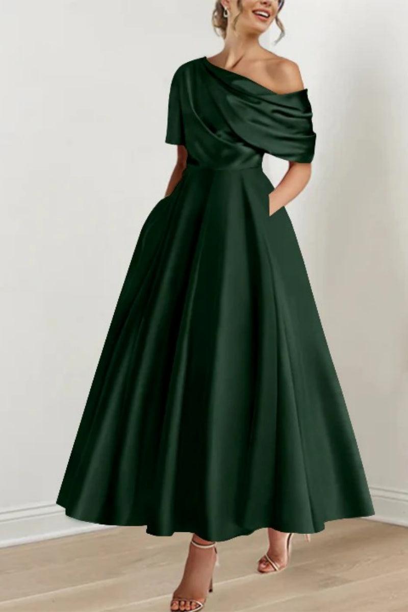 A Line One shoulder Half Sleeve Ankle Length Mother Dresses CM0366 - COCOMELODY