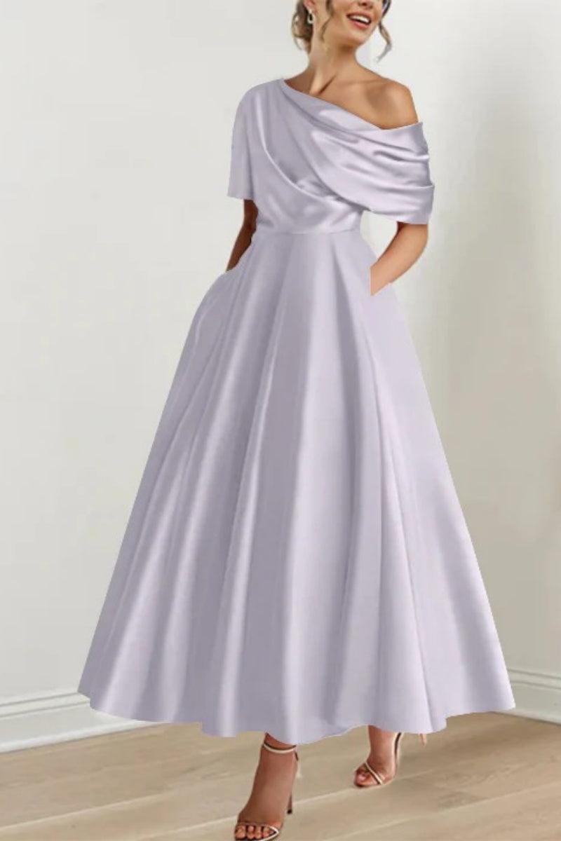 A Line One shoulder Half Sleeve Ankle Length Mother Dresses CM0366 - COCOMELODY