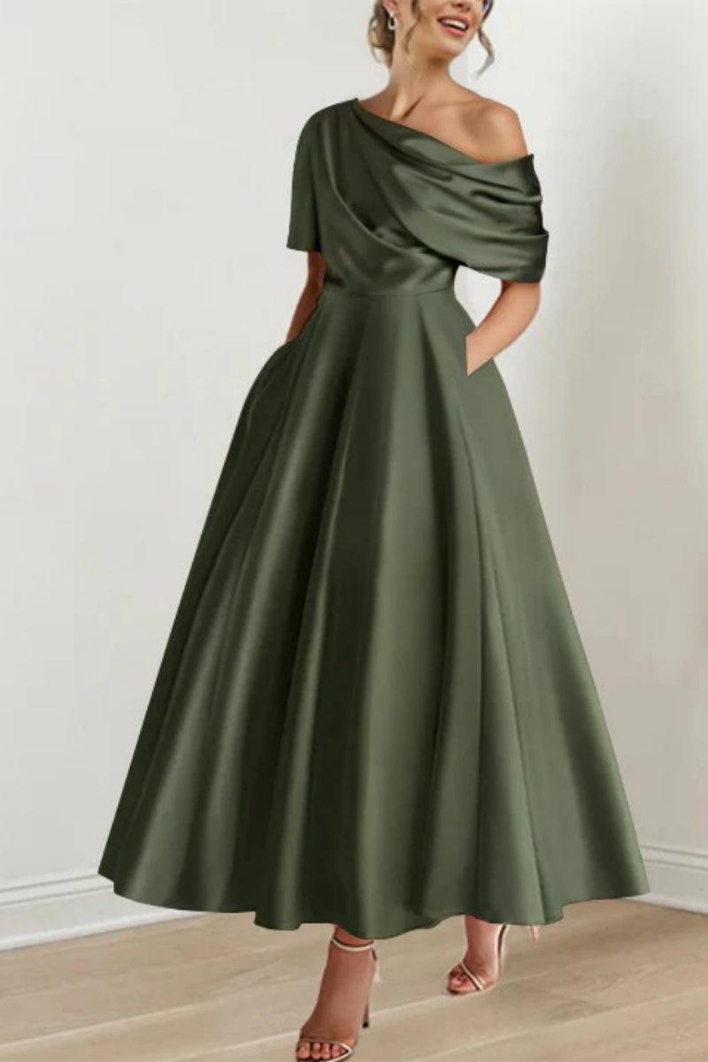 A Line One shoulder Half Sleeve Ankle Length Mother Dresses CM0366 - COCOMELODY