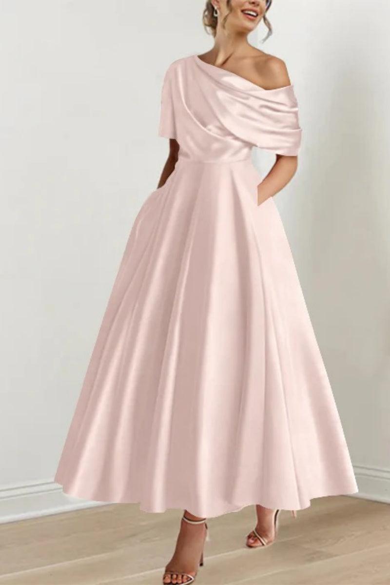 A Line One shoulder Half Sleeve Ankle Length Mother Dresses CM0366 - COCOMELODY