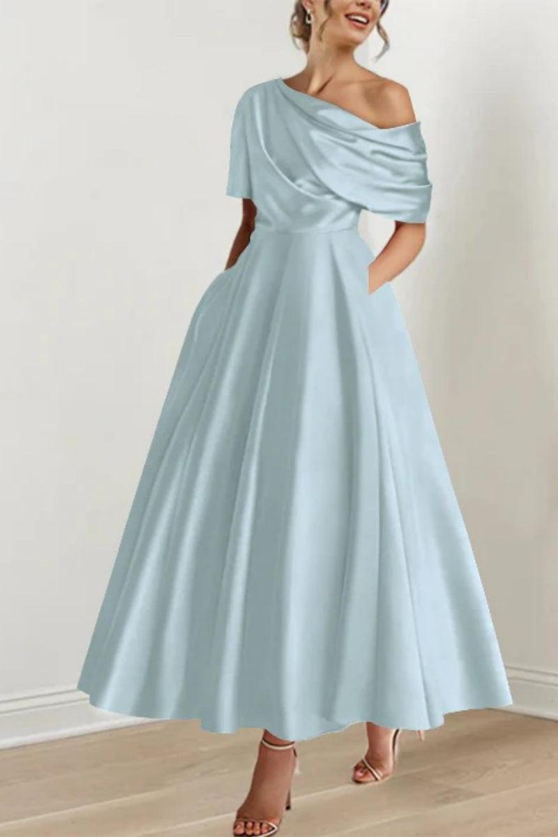 A Line One shoulder Half Sleeve Ankle Length Mother Dresses CM0366 - COCOMELODY