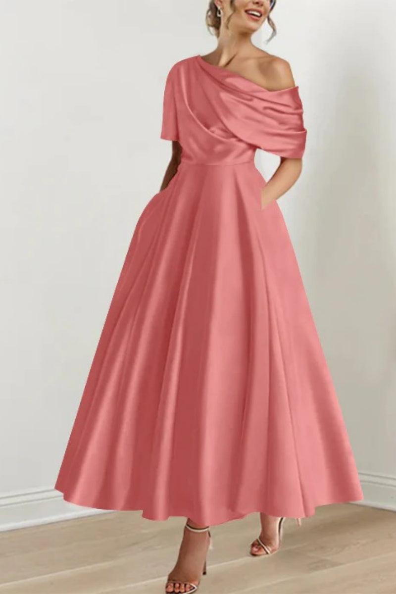 A Line One shoulder Half Sleeve Ankle Length Mother Dresses CM0366 - COCOMELODY