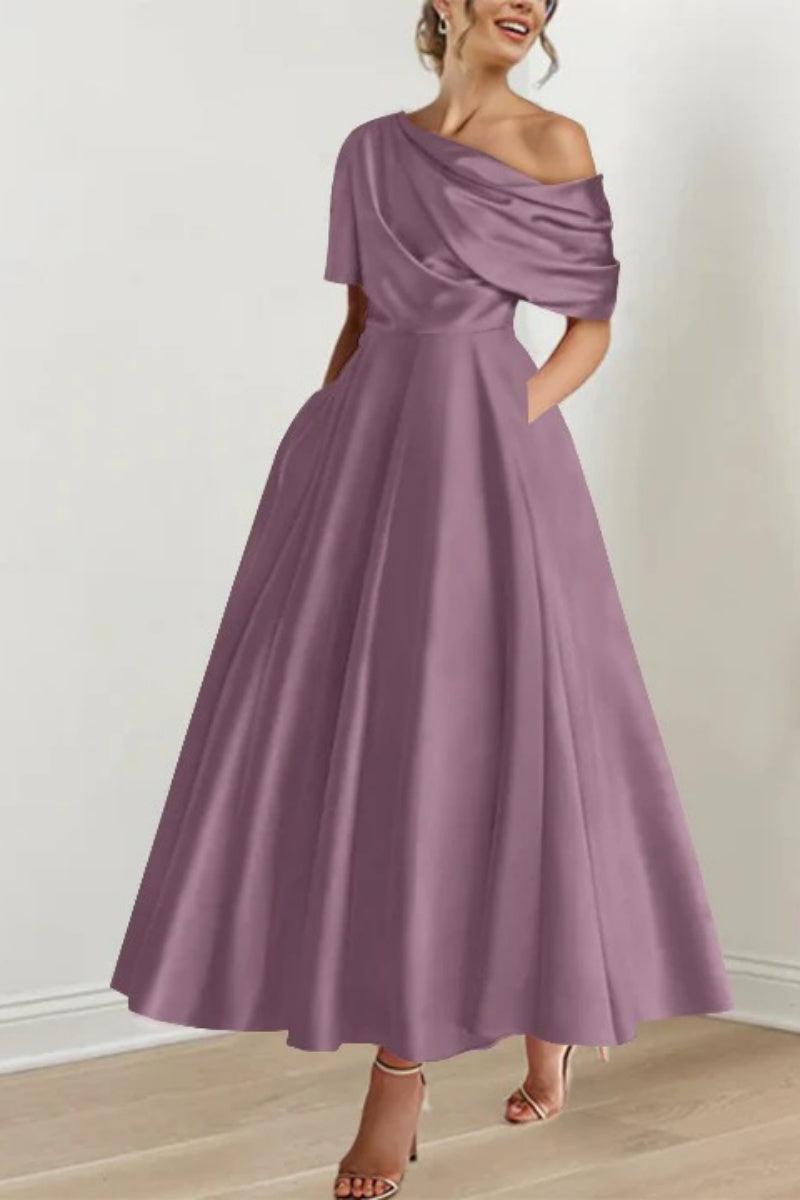 A Line One shoulder Half Sleeve Ankle Length Mother Dresses CM0366 - COCOMELODY