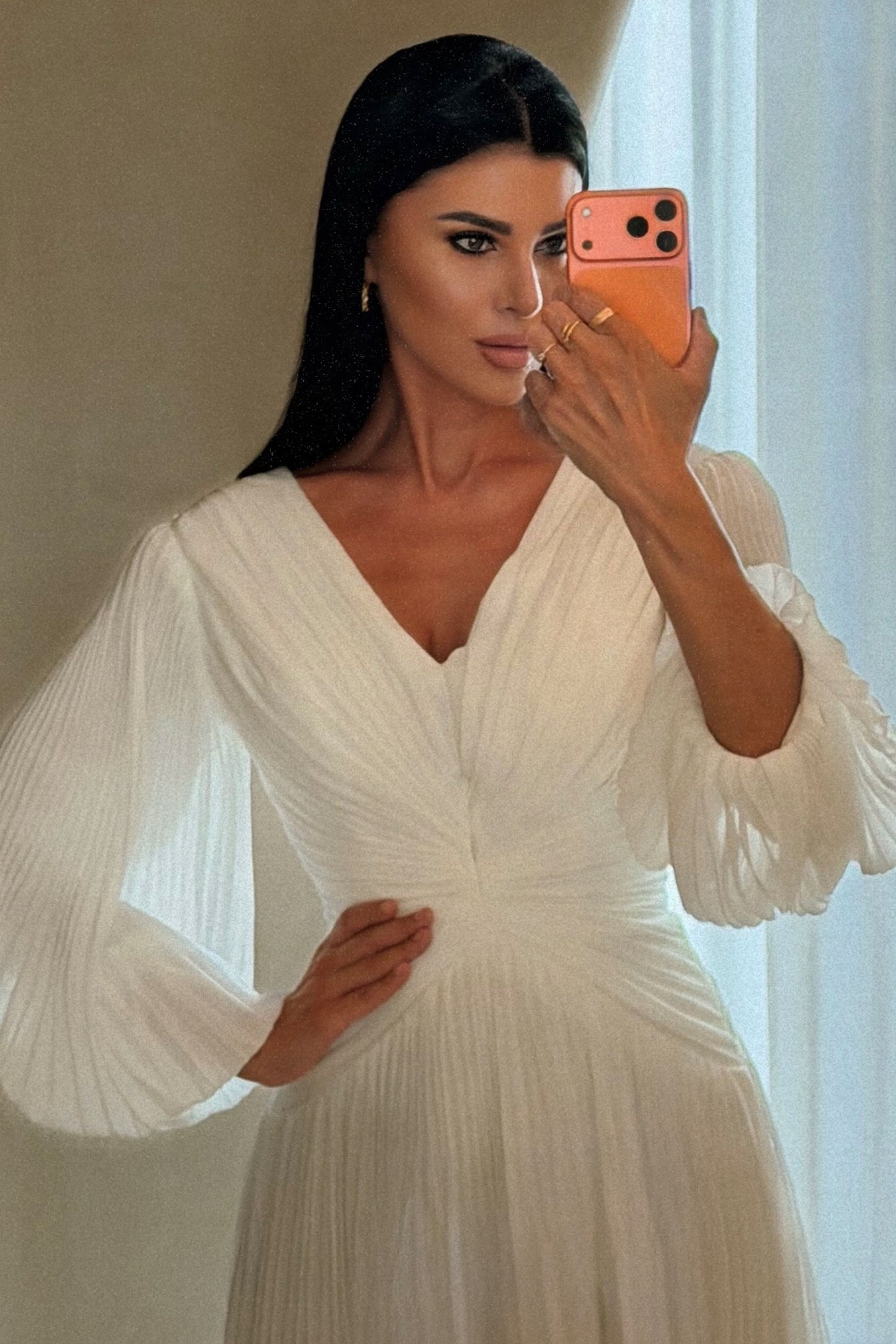 A Line V-Neck Mother of the Bride Dresses with Ruched CM0367