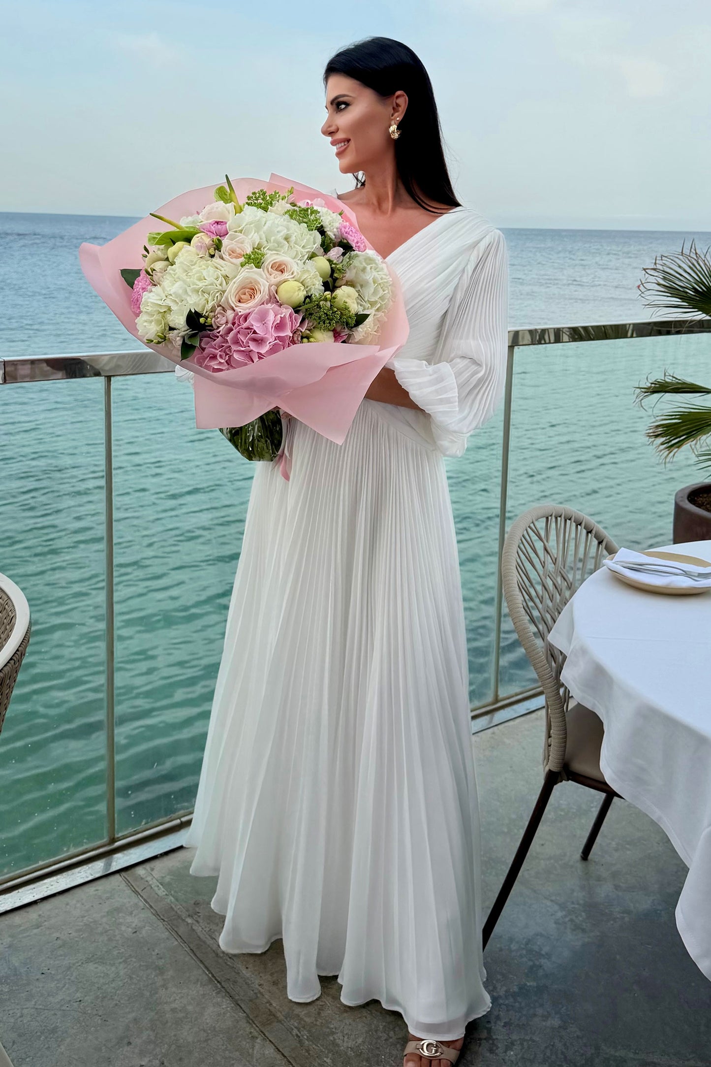 A Line V-Neck Mother of the Bride Dresses with Ruched CM0367
