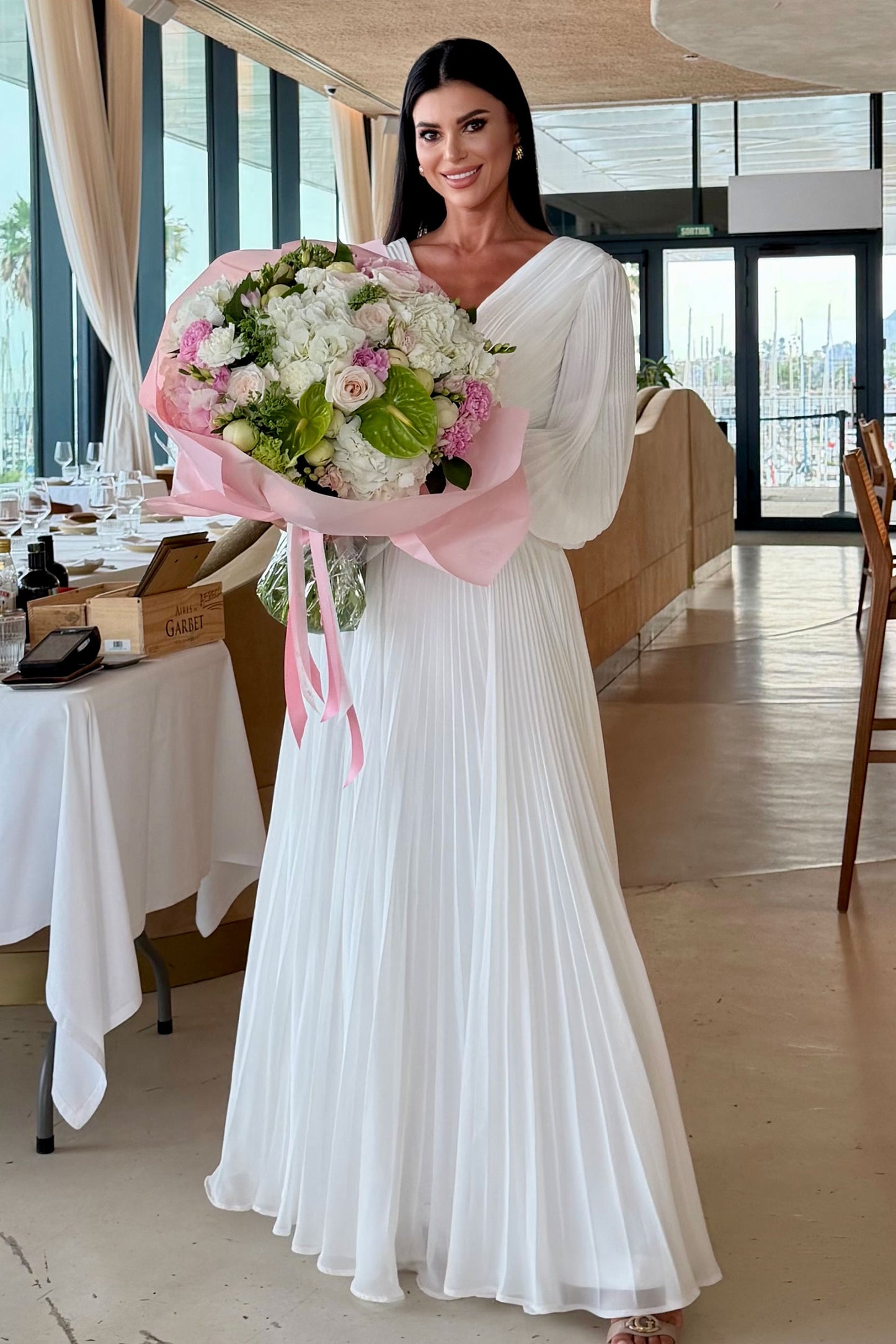 A Line V-Neck Mother of the Bride Dresses with Ruched CM0367