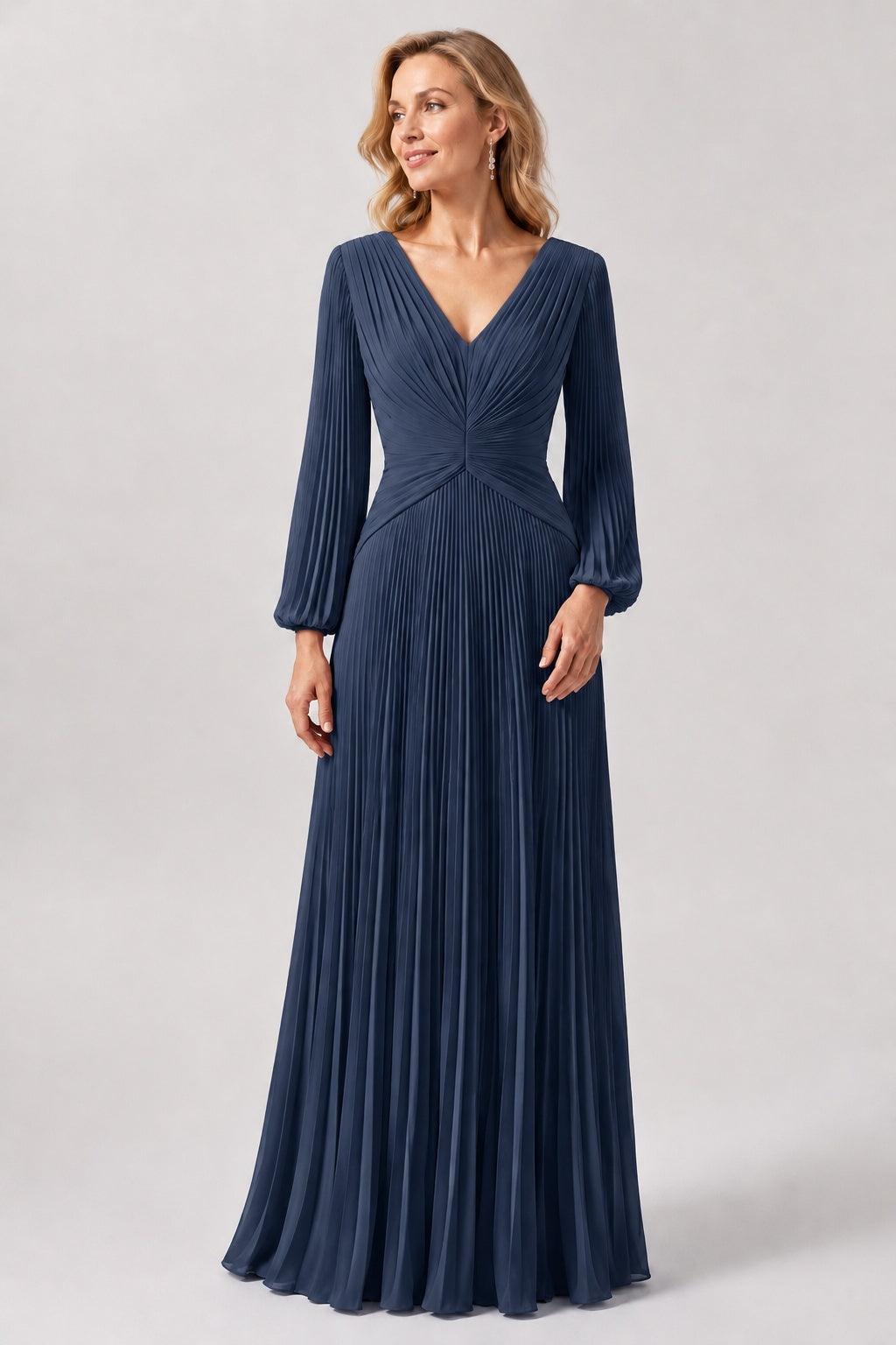 A Line V-Neck Mother of the Bride Dresses with Ruched CM0367
