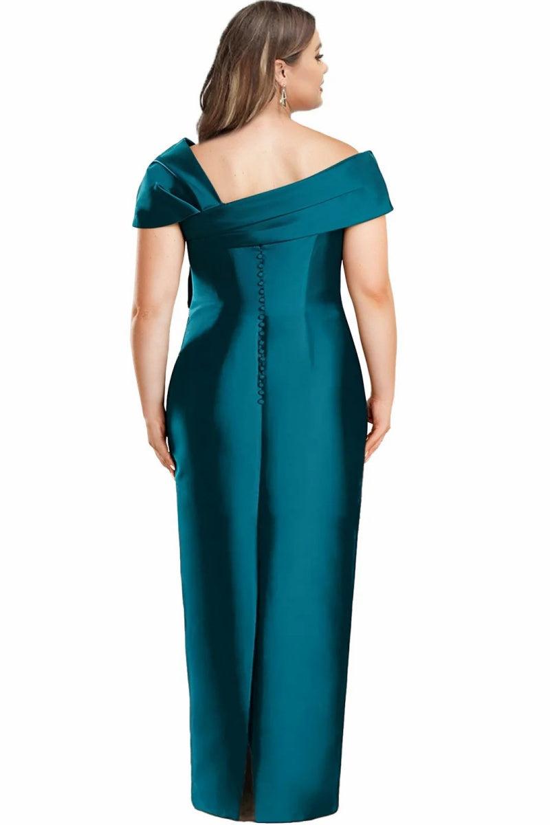 Sheath One Shoulder Floor Length Mother Dresses with Bow CM0368 - COCOMELODY