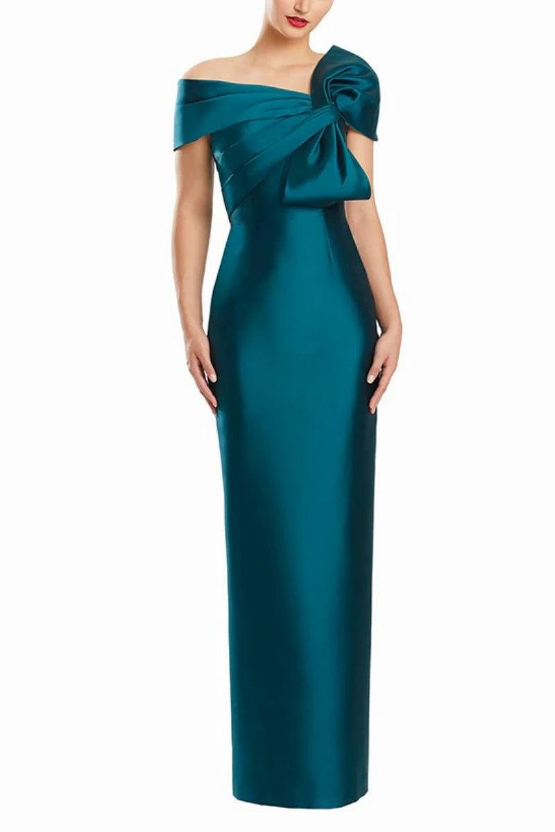 Sheath One Shoulder Floor Length Mother Dresses with Bow CM0368 - COCOMELODY