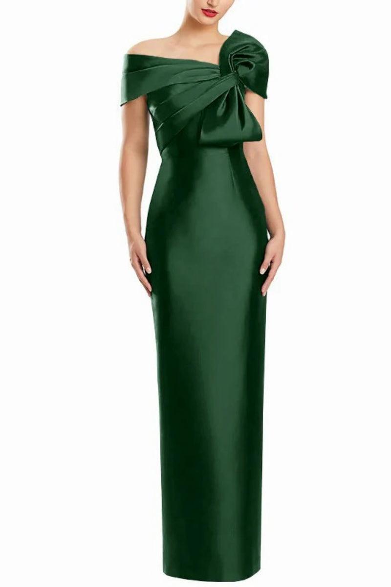 Sheath One Shoulder Floor Length Mother Dresses with Bow CM0368 - COCOMELODY