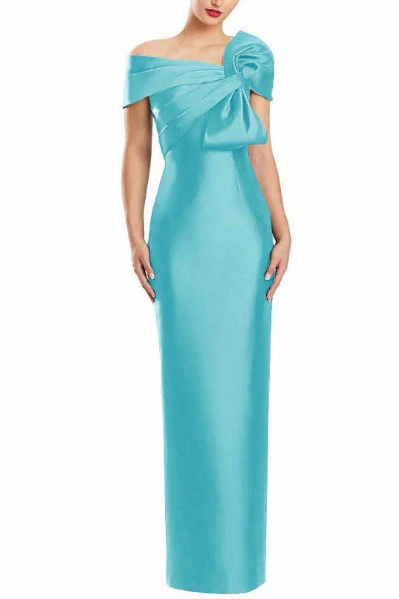 Sheath One Shoulder Floor Length Mother Dresses with Bow CM0368 - COCOMELODY