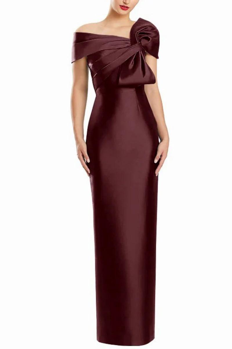 Sheath One Shoulder Floor Length Mother Dresses with Bow CM0368 - COCOMELODY