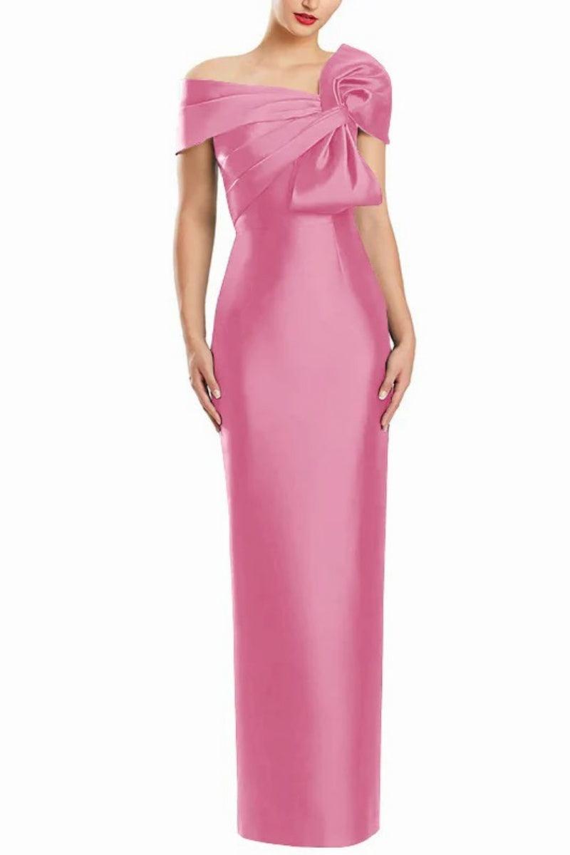 Sheath One Shoulder Floor Length Mother Dresses with Bow CM0368 - COCOMELODY