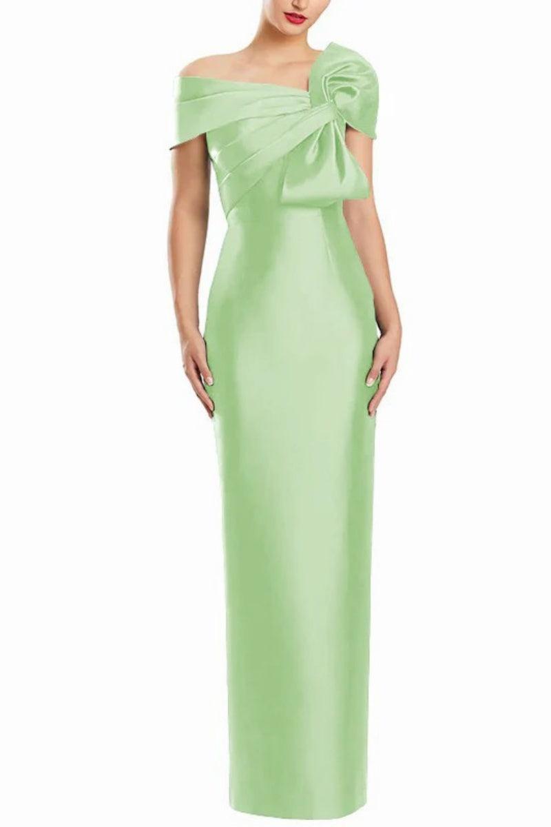 Sheath One Shoulder Floor Length Mother Dresses with Bow CM0368 - COCOMELODY