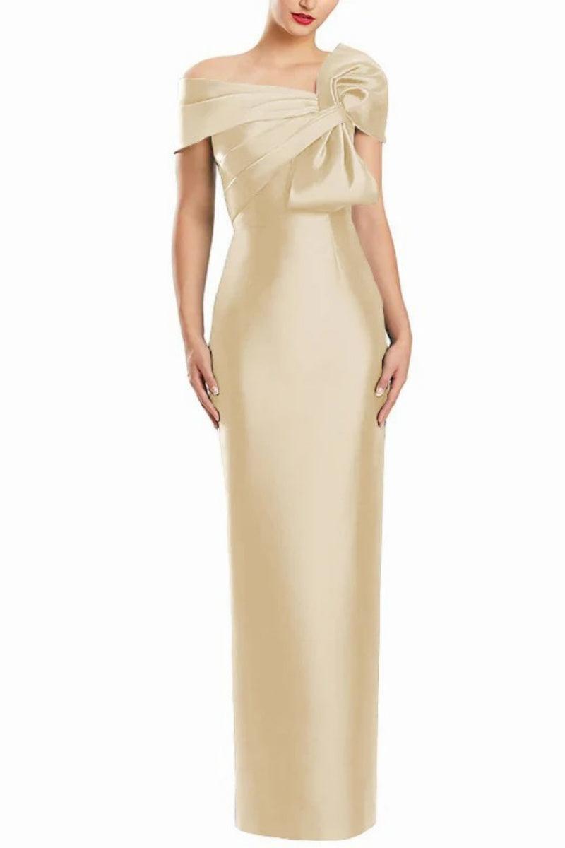 Sheath One Shoulder Floor Length Mother Dresses with Bow CM0368 - COCOMELODY