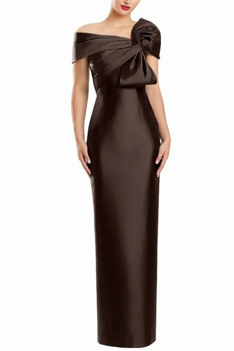 Sheath One Shoulder Floor Length Mother Dresses with Bow CM0368 - COCOMELODY