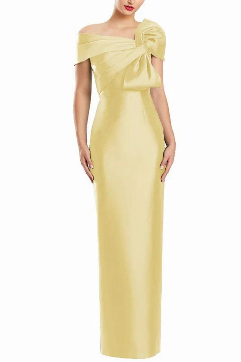 Sheath One Shoulder Floor Length Mother Dresses with Bow CM0368 - COCOMELODY