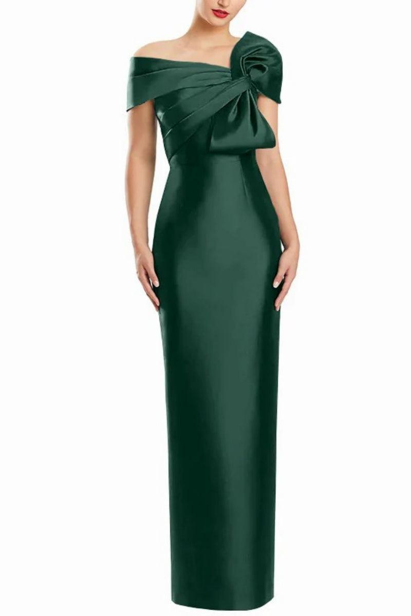 Sheath One Shoulder Floor Length Mother Dresses with Bow CM0368 - COCOMELODY