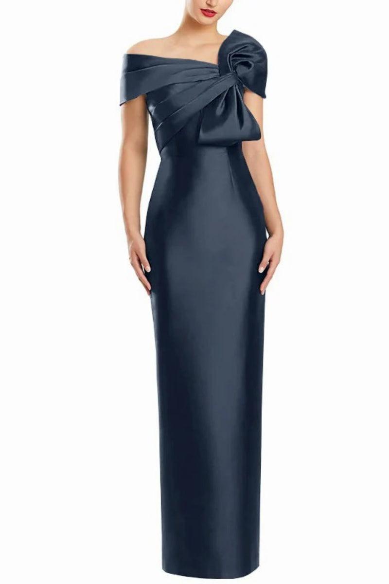 Sheath One Shoulder Floor Length Mother Dresses with Bow CM0368 - COCOMELODY