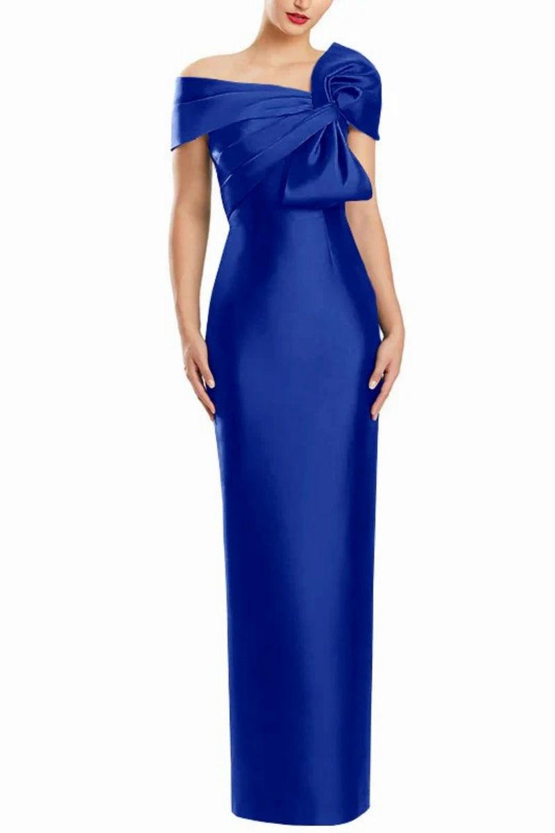 Sheath One Shoulder Floor Length Mother Dresses with Bow CM0368 - COCOMELODY