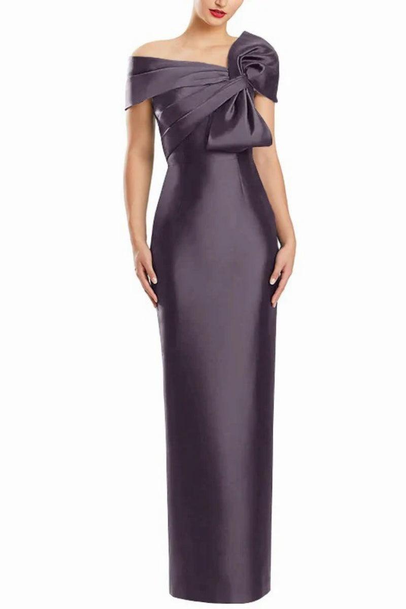 Sheath One Shoulder Floor Length Mother Dresses with Bow CM0368 - COCOMELODY