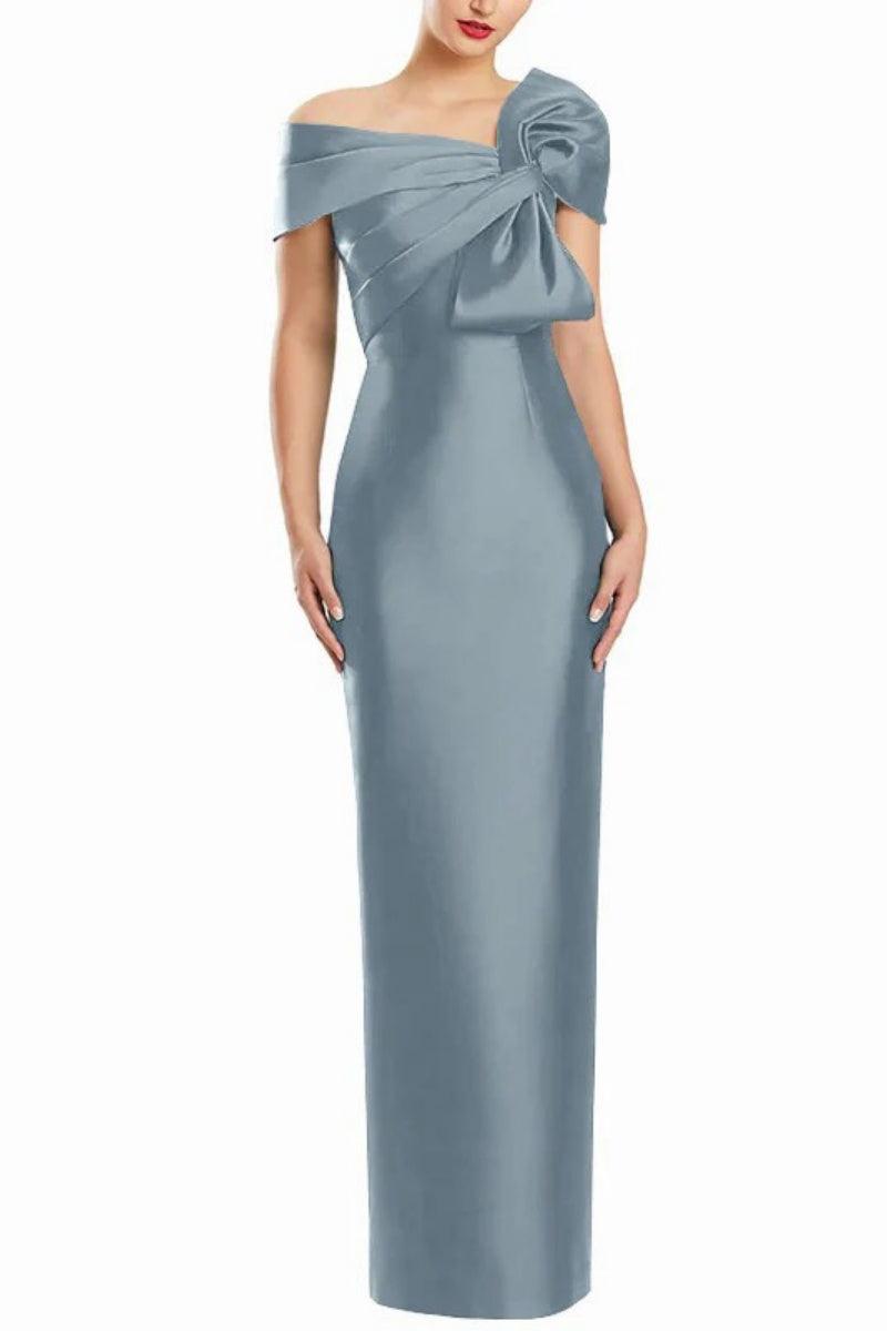 Sheath One Shoulder Floor Length Mother Dresses with Bow CM0368 - COCOMELODY