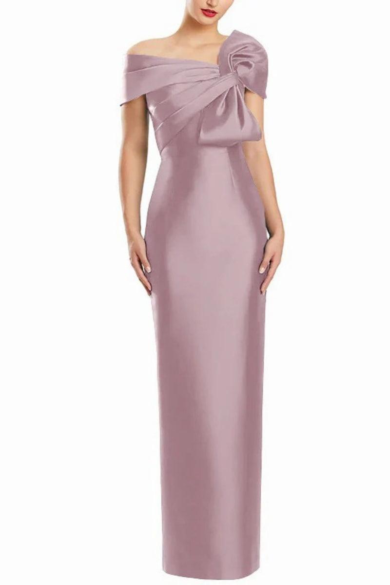 Sheath One Shoulder Floor Length Mother Dresses with Bow CM0368 - COCOMELODY