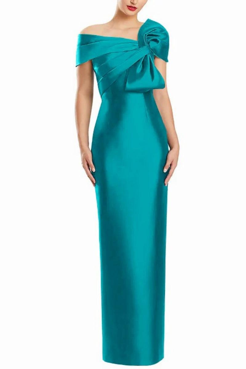 Sheath One Shoulder Floor Length Mother Dresses with Bow CM0368 - COCOMELODY