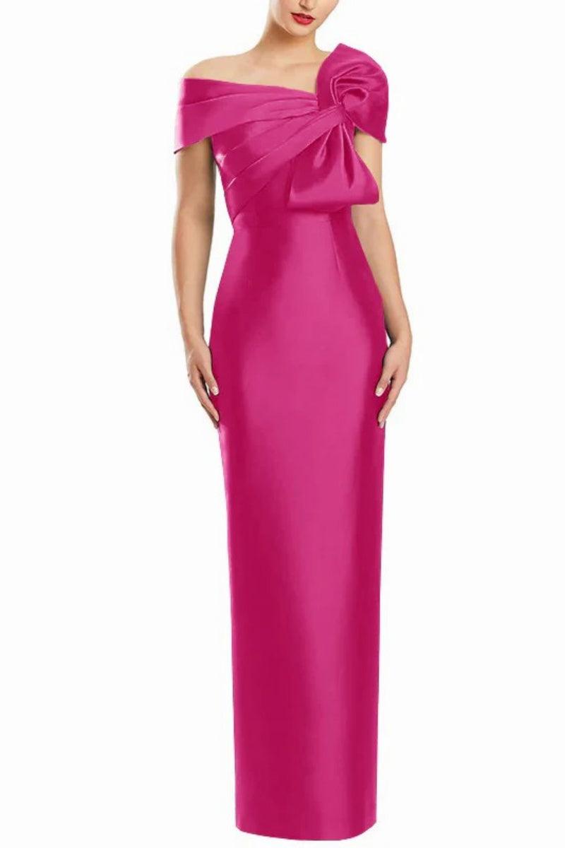 Sheath One Shoulder Floor Length Mother Dresses with Bow CM0368 - COCOMELODY