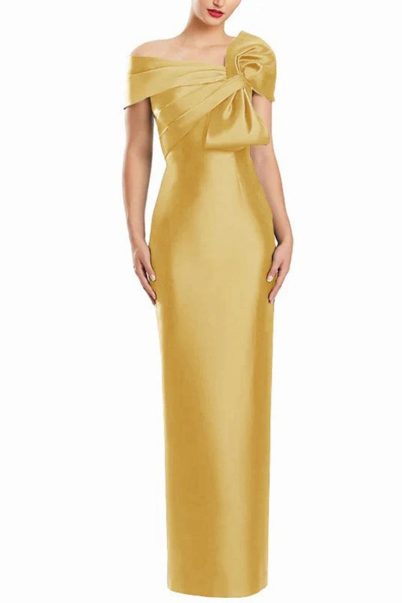 Sheath One Shoulder Floor Length Mother Dresses with Bow CM0368 - COCOMELODY
