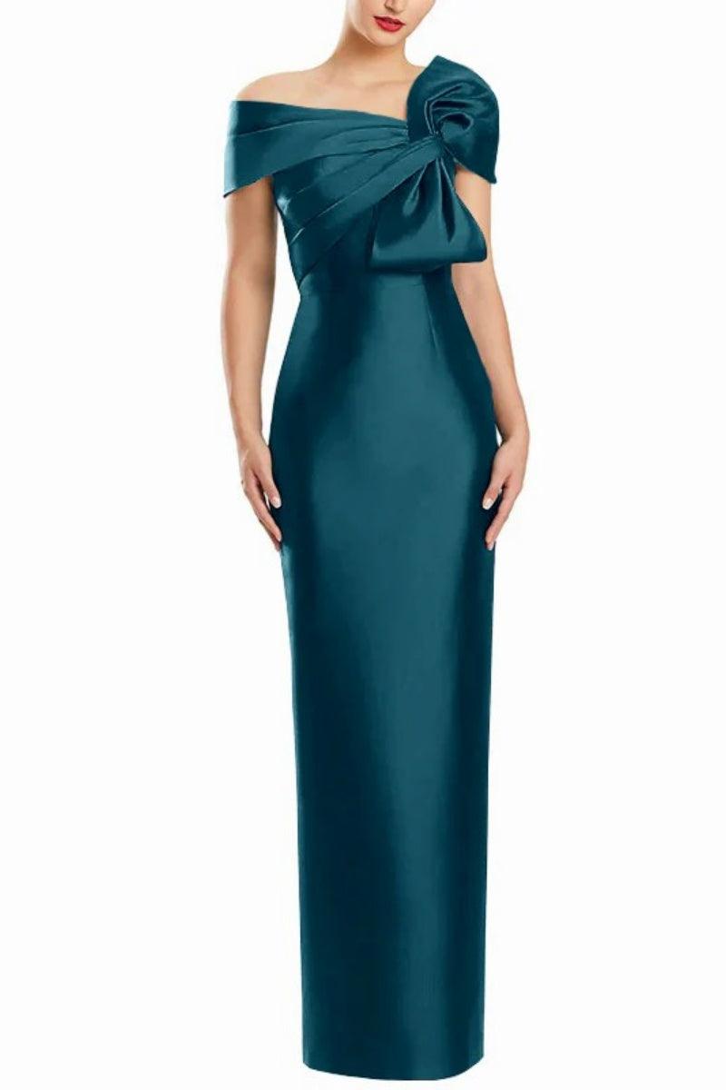 Sheath One Shoulder Floor Length Mother Dresses with Bow CM0368 - COCOMELODY