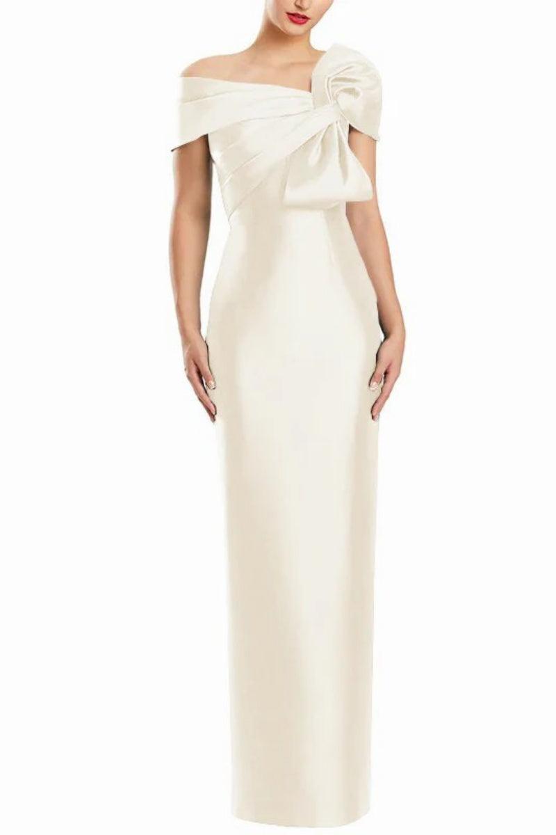 Sheath One Shoulder Floor Length Mother Dresses with Bow CM0368 - COCOMELODY