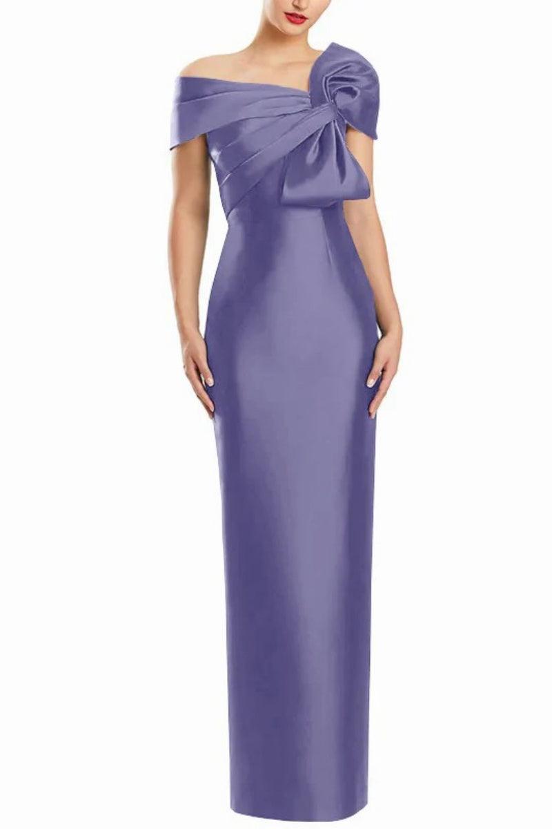 Sheath One Shoulder Floor Length Mother Dresses with Bow CM0368 - COCOMELODY