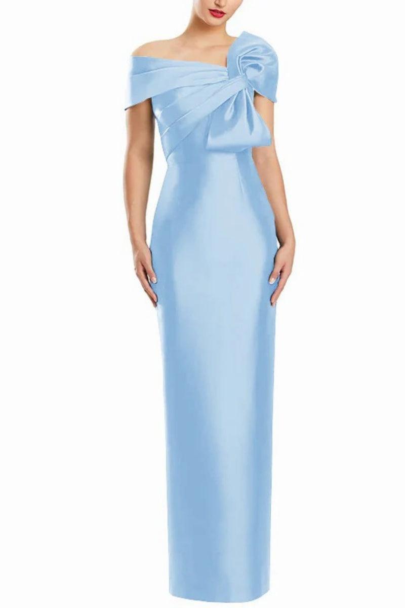 Sheath One Shoulder Floor Length Mother Dresses with Bow CM0368 - COCOMELODY