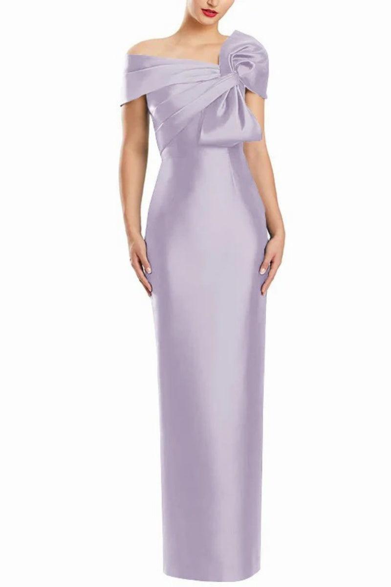Sheath One Shoulder Floor Length Mother Dresses with Bow CM0368 - COCOMELODY