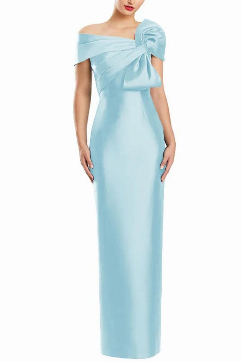 Sheath One Shoulder Floor Length Mother Dresses with Bow CM0368 - COCOMELODY