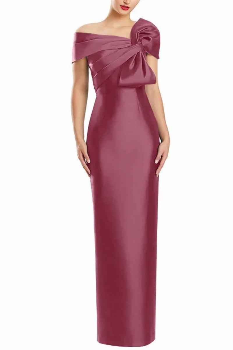 Sheath One Shoulder Floor Length Mother Dresses with Bow CM0368 - COCOMELODY