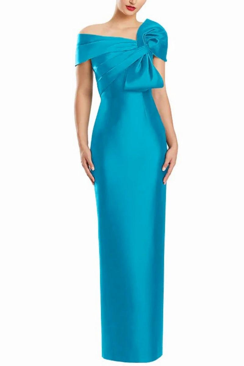 Sheath One Shoulder Floor Length Mother Dresses with Bow CM0368 - COCOMELODY