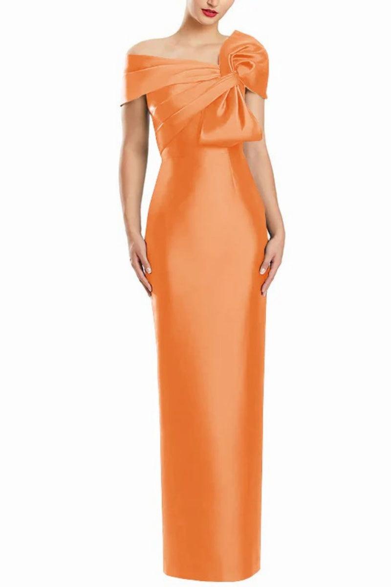 Sheath One Shoulder Floor Length Mother Dresses with Bow CM0368 - COCOMELODY