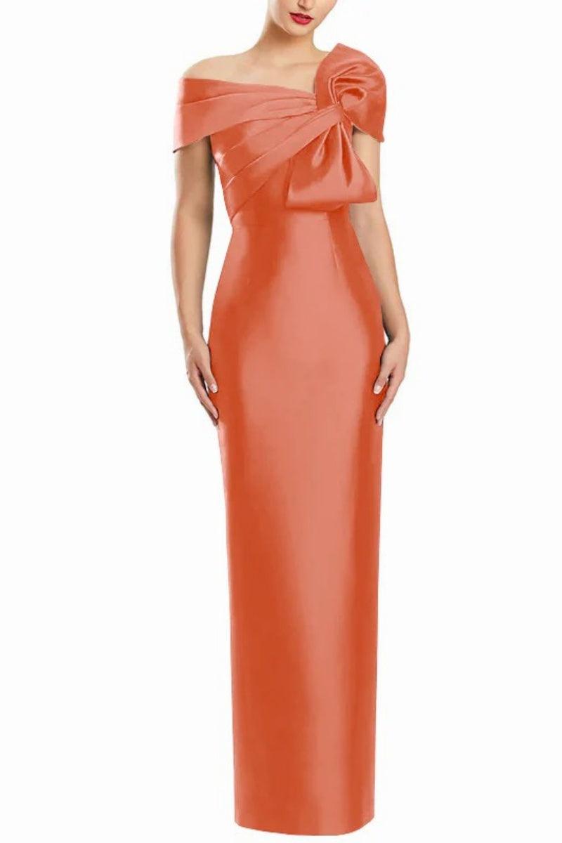 Sheath One Shoulder Floor Length Mother Dresses with Bow CM0368 - COCOMELODY