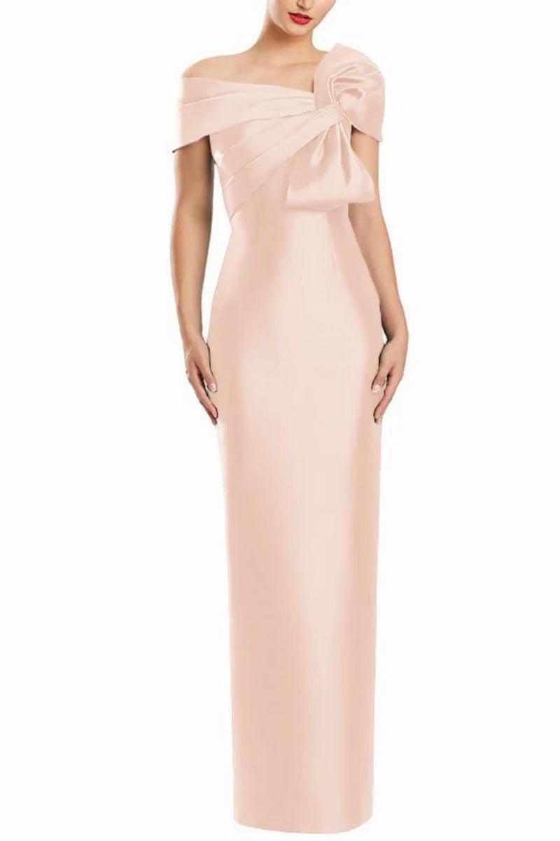Sheath One Shoulder Floor Length Mother Dresses with Bow CM0368 - COCOMELODY