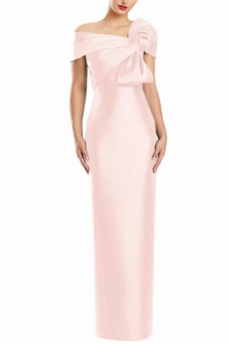 Sheath One Shoulder Floor Length Mother Dresses with Bow CM0368 - COCOMELODY