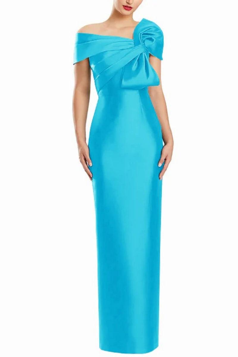 Sheath One Shoulder Floor Length Mother Dresses with Bow CM0368 - COCOMELODY