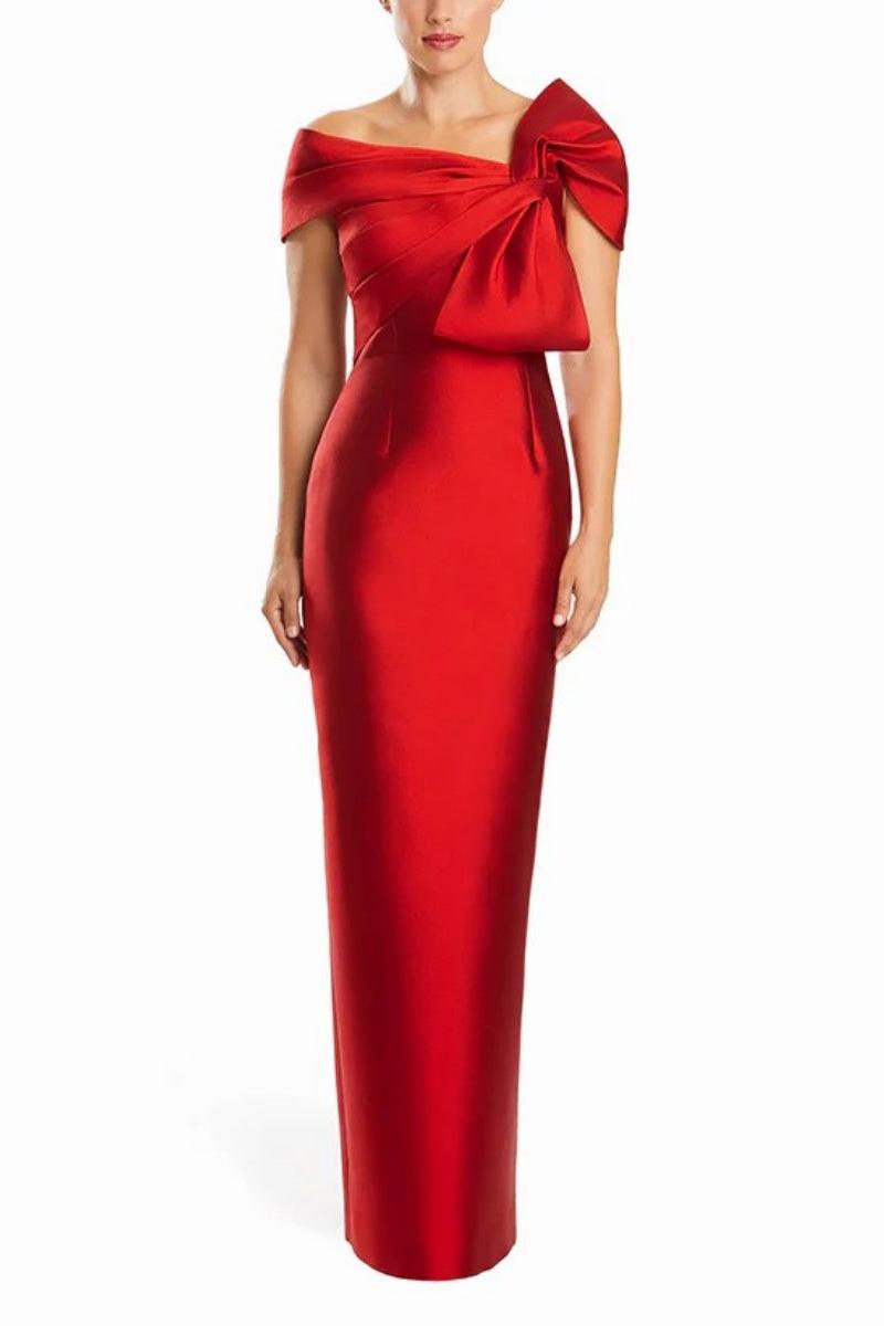 Sheath One Shoulder Floor Length Mother Dresses with Bow CM0368 - COCOMELODY