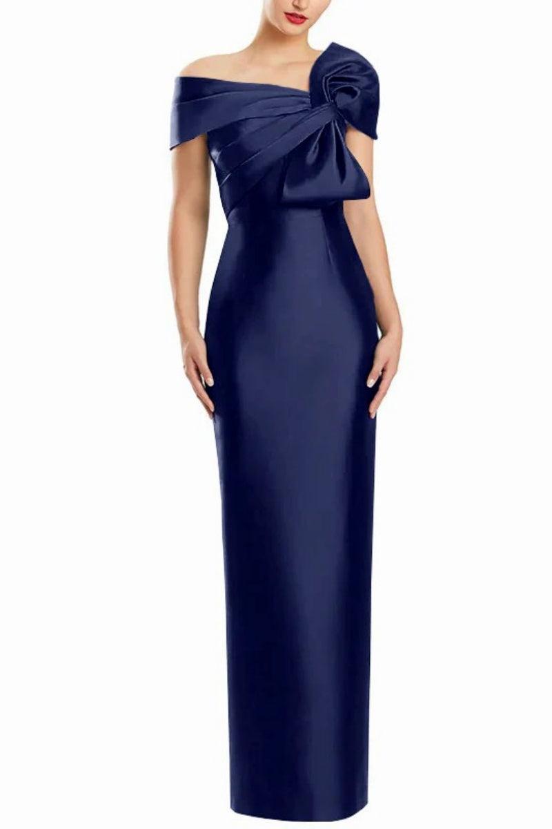 Sheath One Shoulder Floor Length Mother Dresses with Bow CM0368 - COCOMELODY