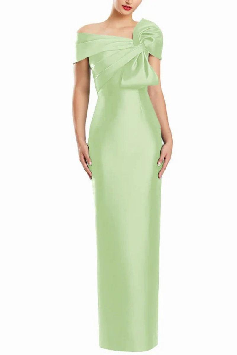 Sheath One Shoulder Floor Length Mother Dresses with Bow CM0368 - COCOMELODY
