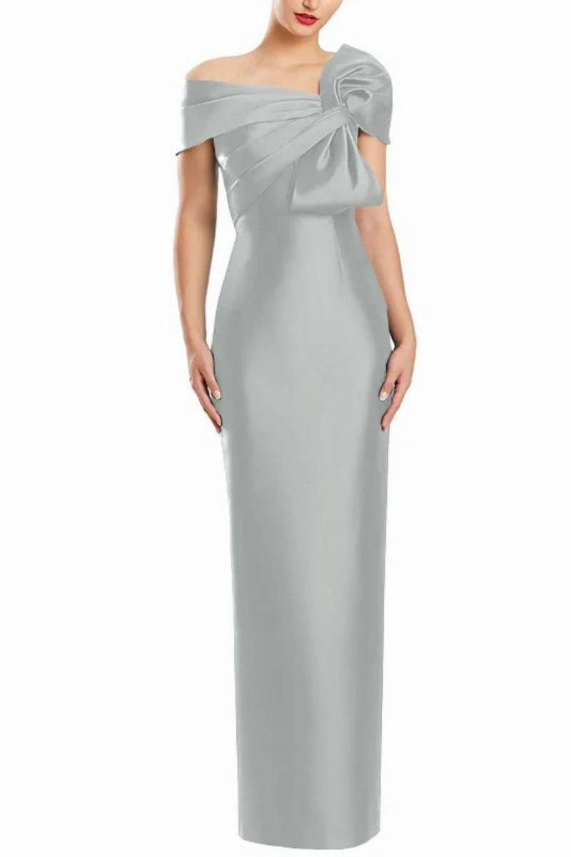 Sheath One Shoulder Floor Length Mother Dresses with Bow CM0368 - COCOMELODY
