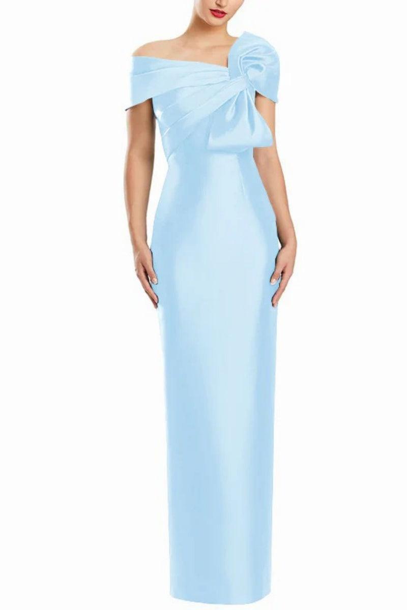 Sheath One Shoulder Floor Length Mother Dresses with Bow CM0368 - COCOMELODY