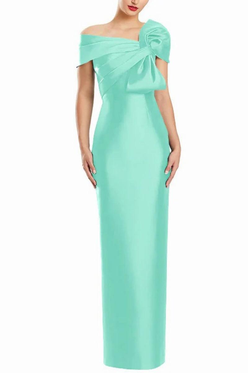 Sheath One Shoulder Floor Length Mother Dresses with Bow CM0368 - COCOMELODY